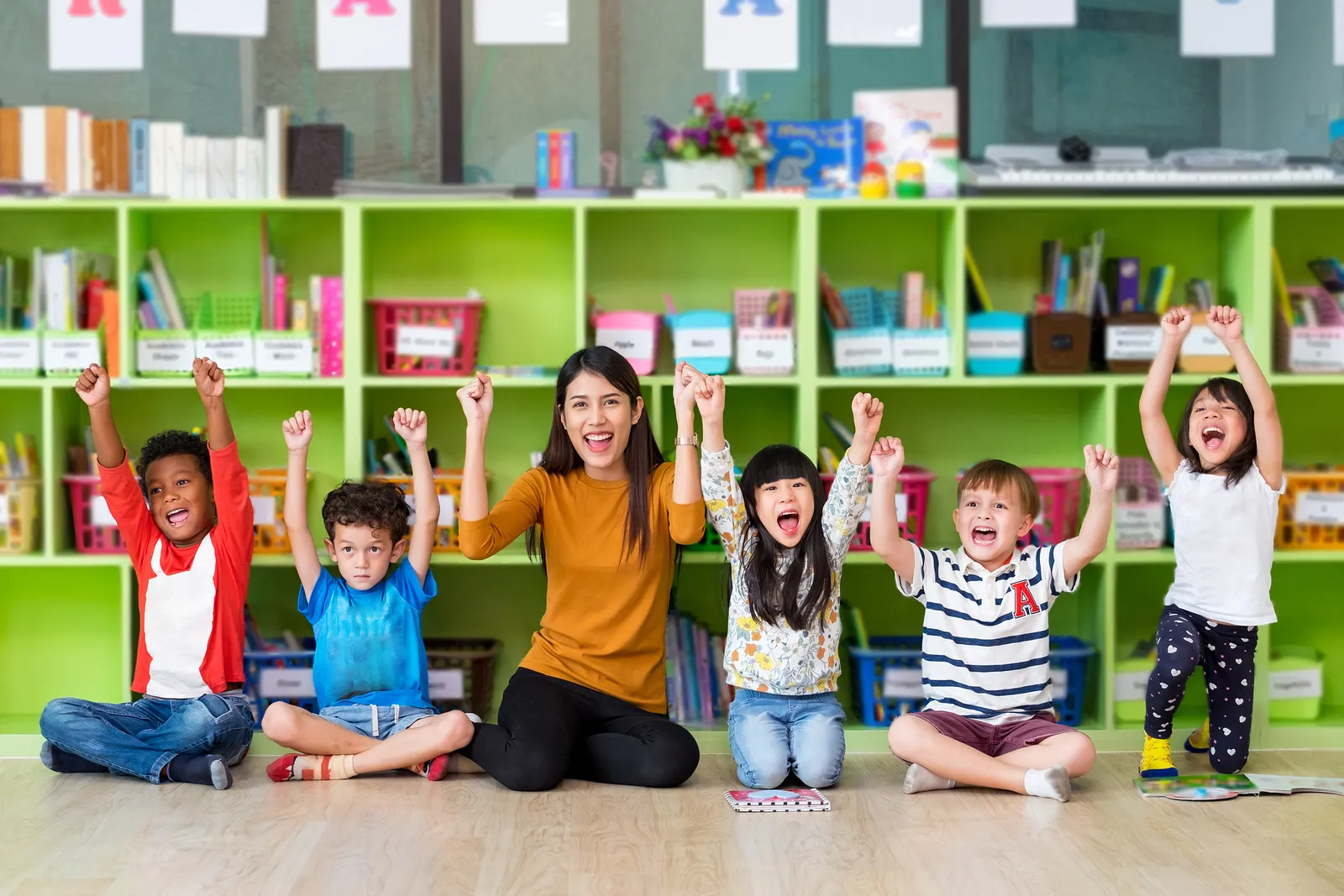 Teacher with kids at a childcare center